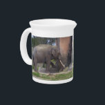 Duo elephants drink pitcher<br><div class="desc">This pitcher has 2 different pictures of the elephant! One is male and the other is female. They are from the Miami Zoo! Their names are Nellie and Dalip!</div>