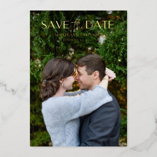 Duo Font Typography Modern Wedding Save the Date Foil Invitation