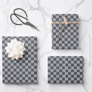 Duo Gray & Silver Buffalo Plaid Wrapping Paper Sheets