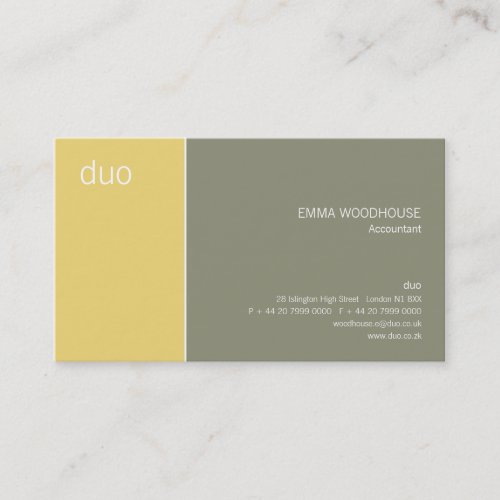 Duo Grey &amp; Yellow Business Card