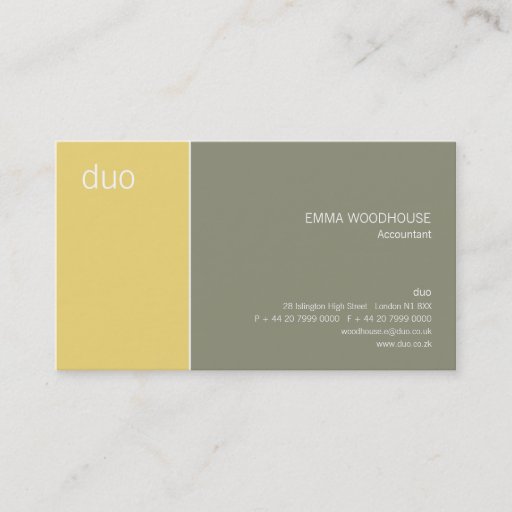 Customizable Duo Grey &amp; Yellow Business Card