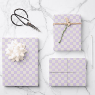 Duo Lilac & Cream Buffalo Plaid Wrapping Paper Sheets