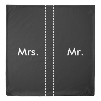 Duo Mrs. And Mr. Dotted Line Black Duvet Cover by plurals at Zazzle