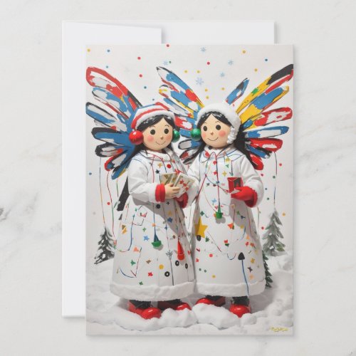 Duo of Christmas Angel Toys Greeting Card Design