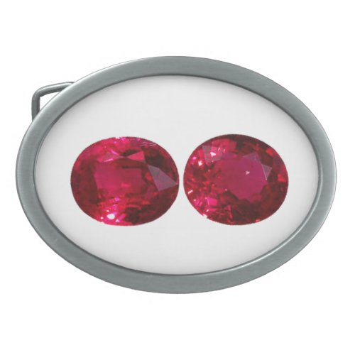 Duo Oval Ruby Gemstone Red Belt Buckle