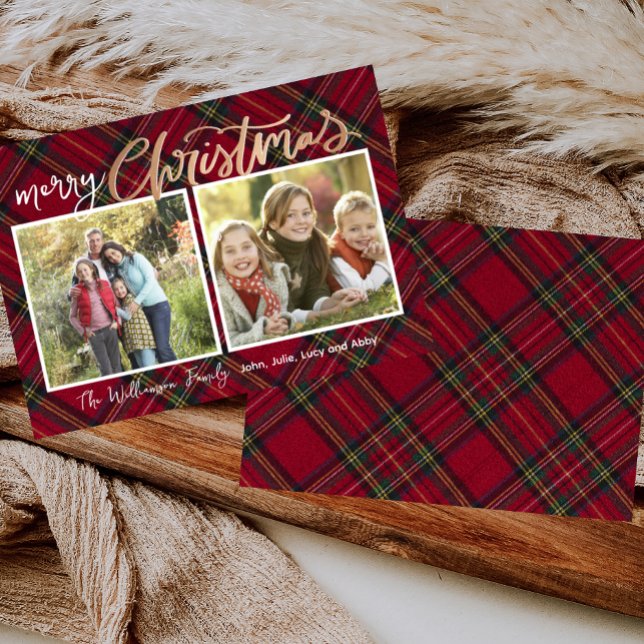 Duo Tartan Christmas Plaid Photo Card (Creator Uploaded)