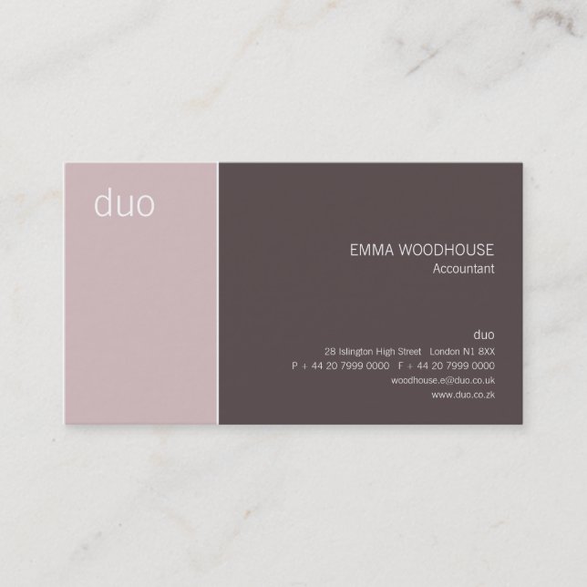 Duo Taupe & Pink Business Card (Front)