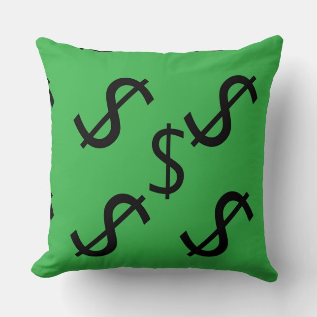 Duo Tone Dollar $ign Green Red  Throw Pillow (Front)