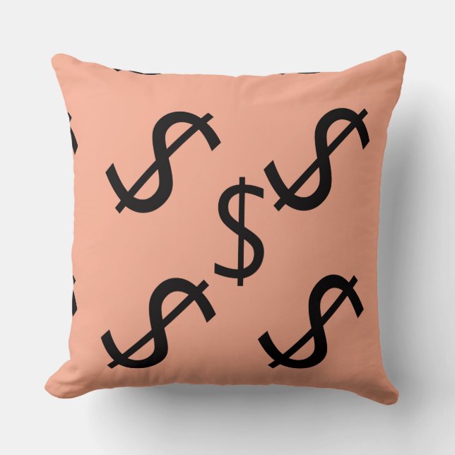 Duo Tone Dollar $ign Peach Pale Green  Throw Pillow (Front)