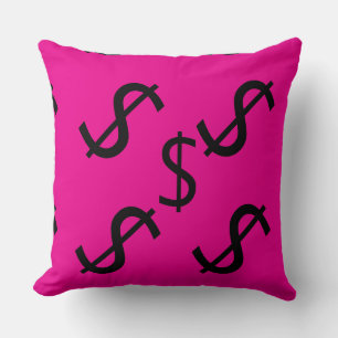 Duo Tone Dollar $ign Pink Red  Throw Pillow