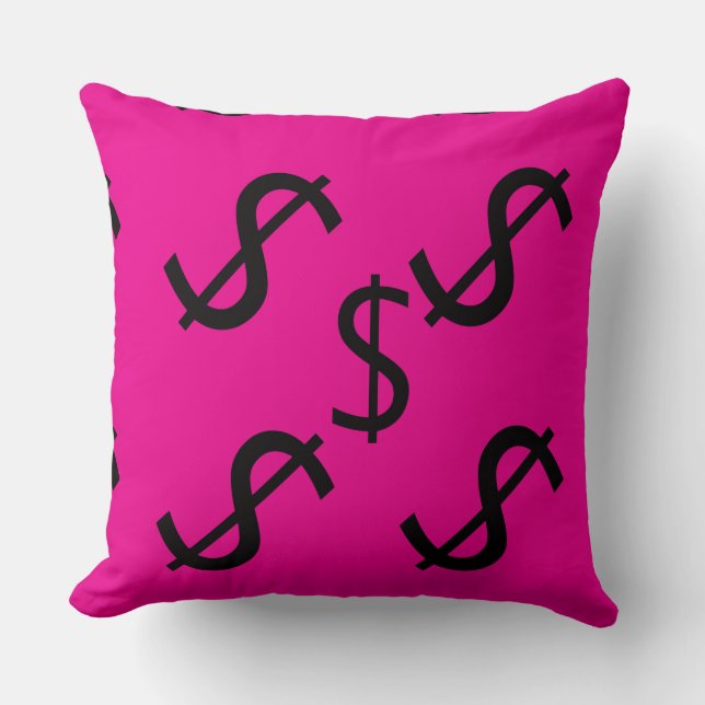 Duo Tone Dollar $ign Pink Red  Throw Pillow (Front)
