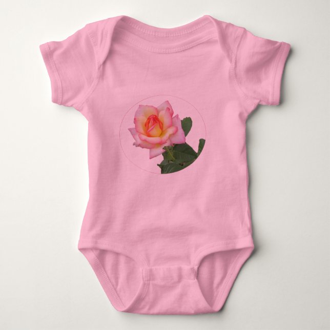 Duo-tone Pink Rose Baby Bodysuit (Front)