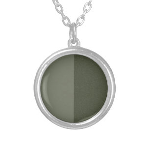 Duo-Tone Sage Split-Finish Round Pendant Necklace
