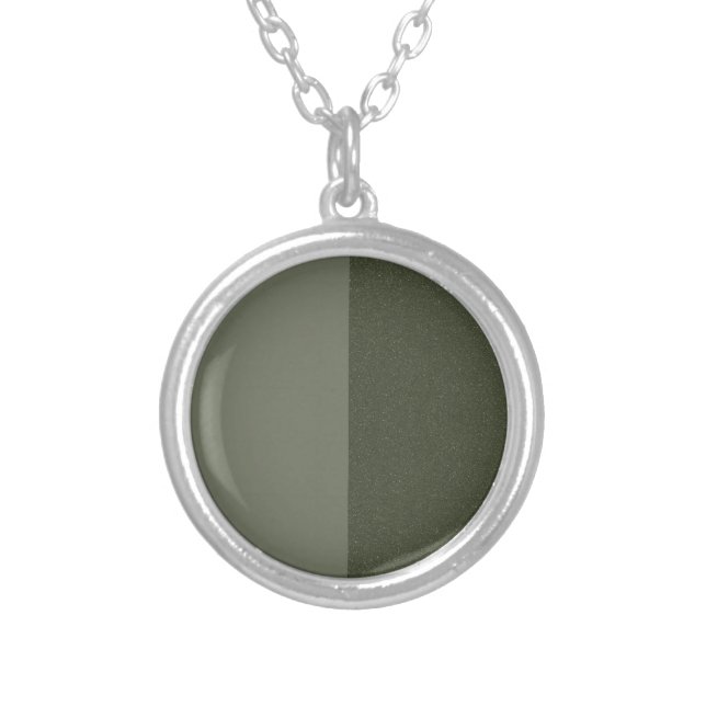Duo-Tone Sage Split-Finish Round Pendant Necklace (Front)