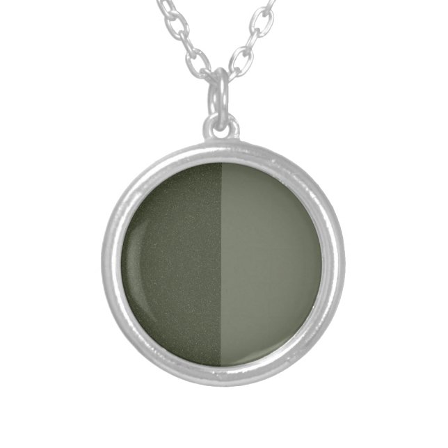 Duo‐Tone Sage Split‐Finish Round Pendant Necklace (Front)