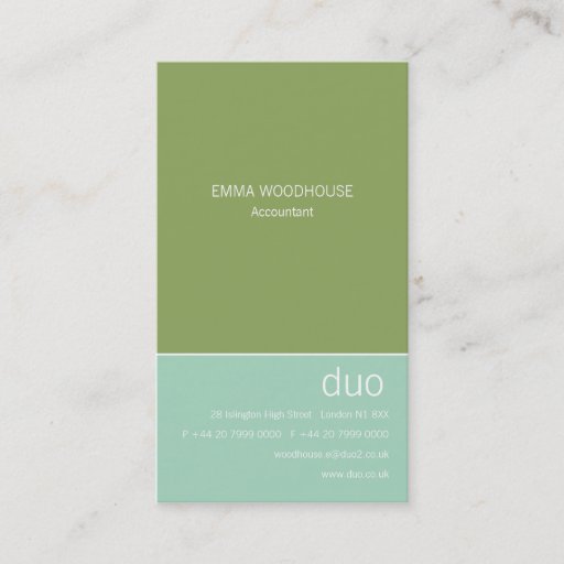 Customizable Duo Vertical Aqua & Green Business Card Template