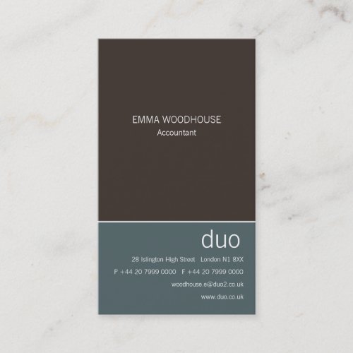 Duo Vertical Cadet Blue &amp; Brown Business Card