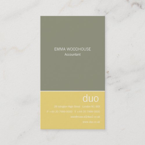 Duo Vertical Grey &amp; Yellow Business Cards