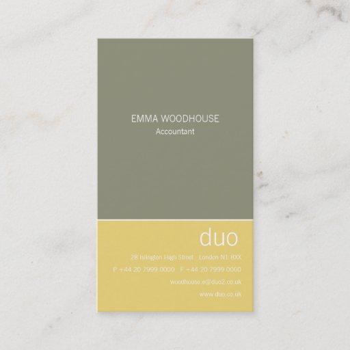 Customizable Duo Vertical Grey &amp; Yellow Business Cards