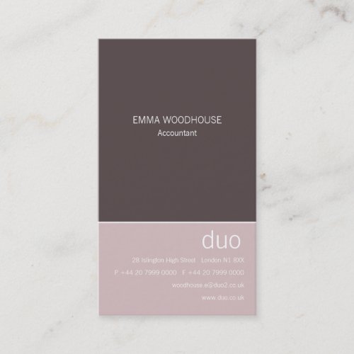 Duo Vertical Taupe &amp; Pink Business Card