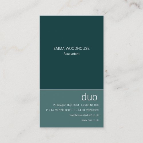 Duo Vertical Teal Business Cards