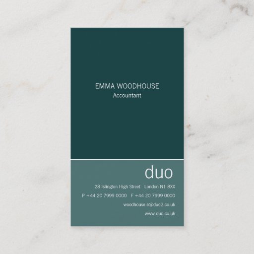 Customizable Duo Vertical Teal Business Cards