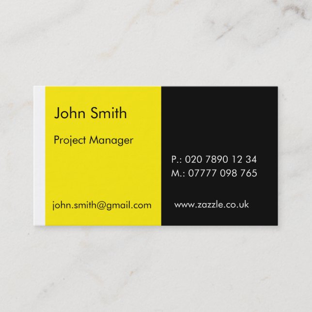 Duo - Yellow & Black (2" x 3.5") Business Card (Front)