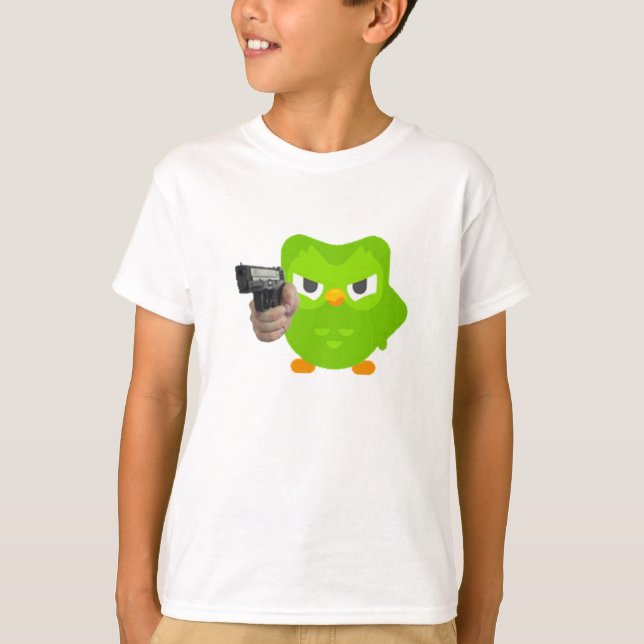 Duolingo is angry Sticker T-Shirt (Front)
