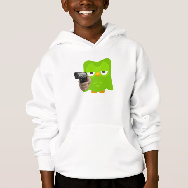 Duolingo isn&x27;t happy  Sticker Hoodie (Front)