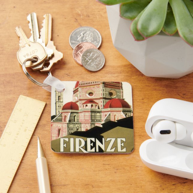 Duomo in Firenze Florence Italy Vintage Travel Art Keychain (Desk)