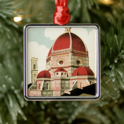 Duomo in Firenze Florence Italy Vintage Travel Art Metal Ornament