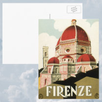 Duomo in Firenze Florence Italy Vintage Travel Art Postcard