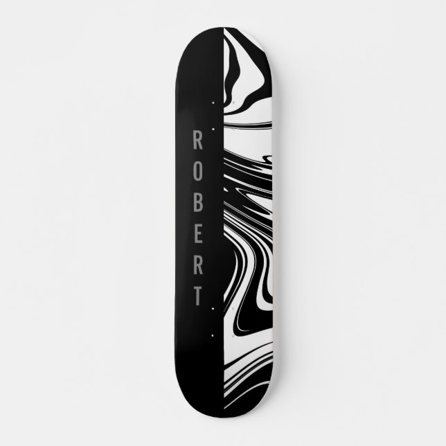 Duotone Block and Swirl Black Skateboard (Front)