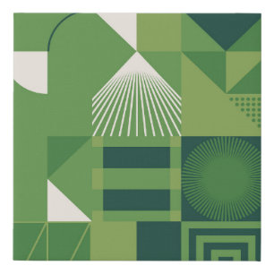 Duotone digital collage, geometric elements faux canvas print