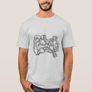 Duotone Human Ear Anatomy Illustration T-Shirt