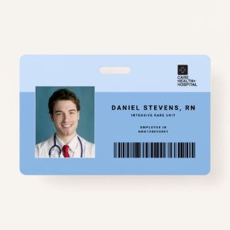 Duotone Medical Staff ID + Barcode Horizontal Badge