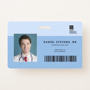Duotone Medical Staff Id   Barcode Horizontal Badge by mistyqe at Zazzle