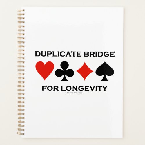 Duplicate Bridge For Longevity Four Card Suits Planner