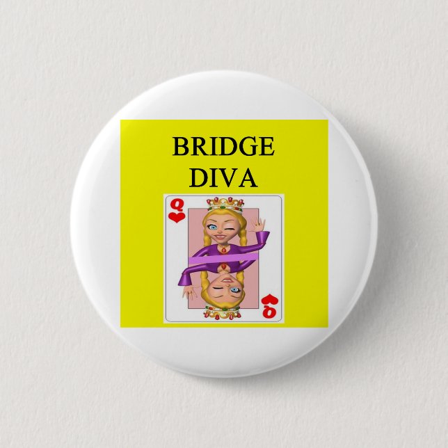duplicate bridge game player pinback button (Front)