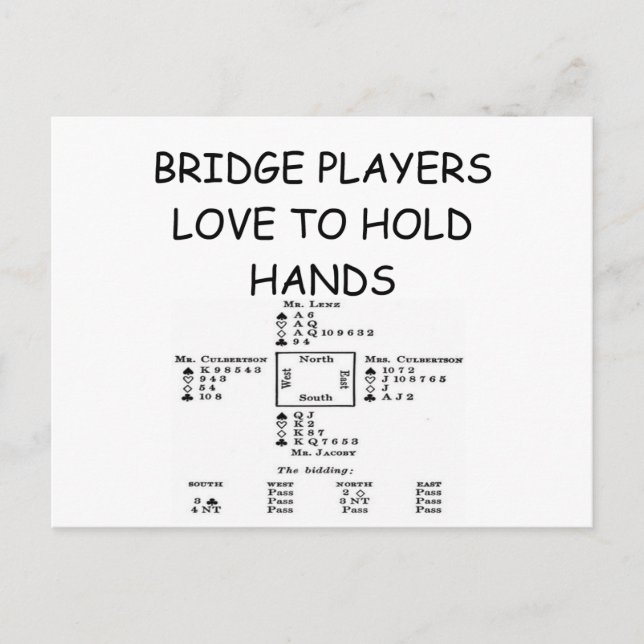 DUPLICATE BRIDGE JOKE POSTCARD (Front)