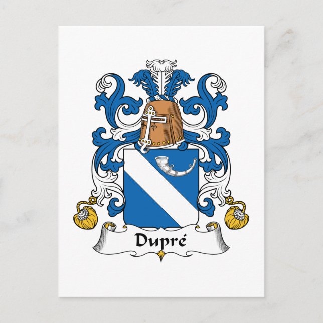 Dupre Family Crest Postcard (Front)