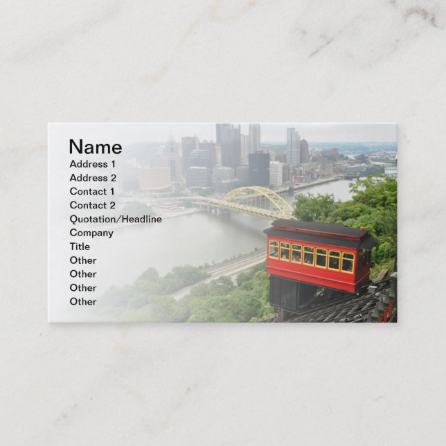 Duquesne Incline in Pittsburgh, Pennsylvania Business Card (Front)