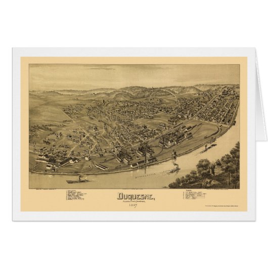 Duquesne, PA Panoramic Map - 1897 Cards (Front Horizontal)