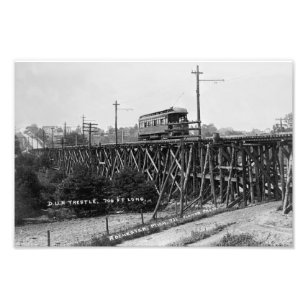 DUR train trestle, Rochester, MI Vintage Photo Print