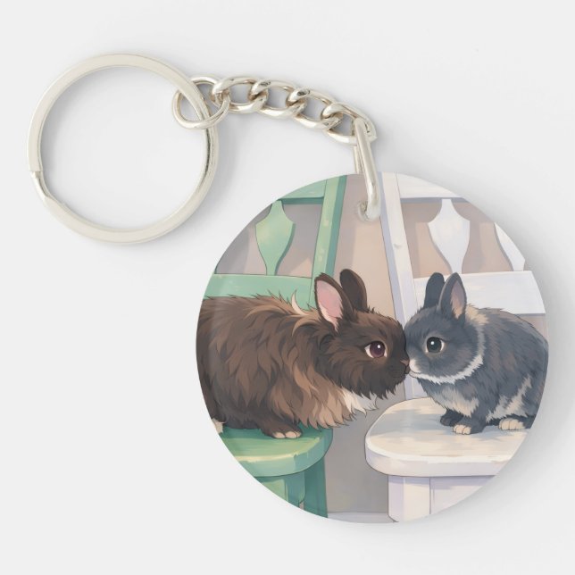 Durable Acrylic Key Chain - Two Rabbits (Front)