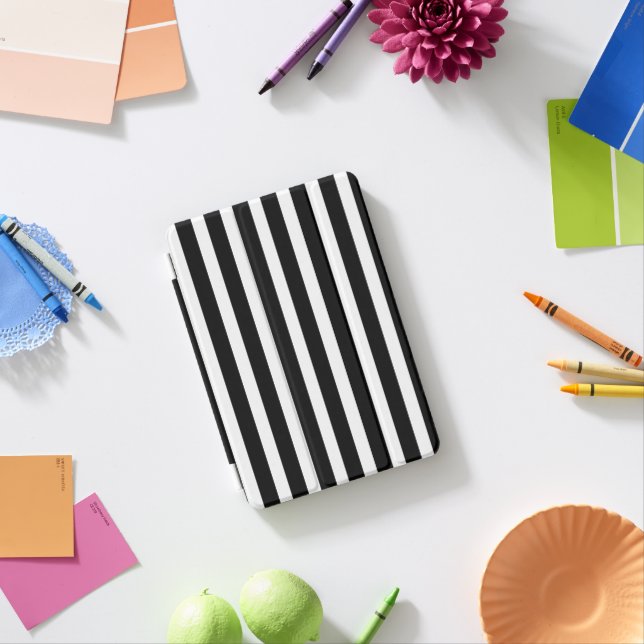 Durable Black and White Striped Protective iPad Mini Cover (In Situ)