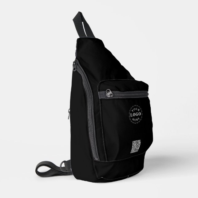 Durable Black Sling Bag with Printed Company Detai (Left Corner)