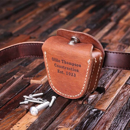 Durable Brown Engraved Leather Tool Pouch