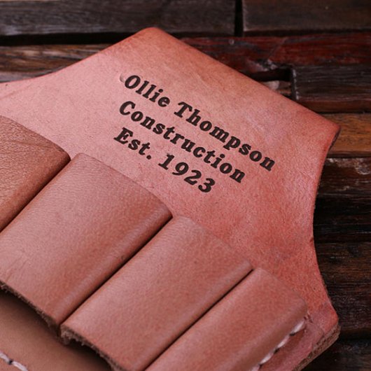 Durable Brown Etched Leather Tool Belt Attachment (Top)