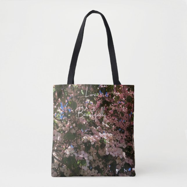 Durable Customizable Pink Floral Purse/ Tote Bag (Front)